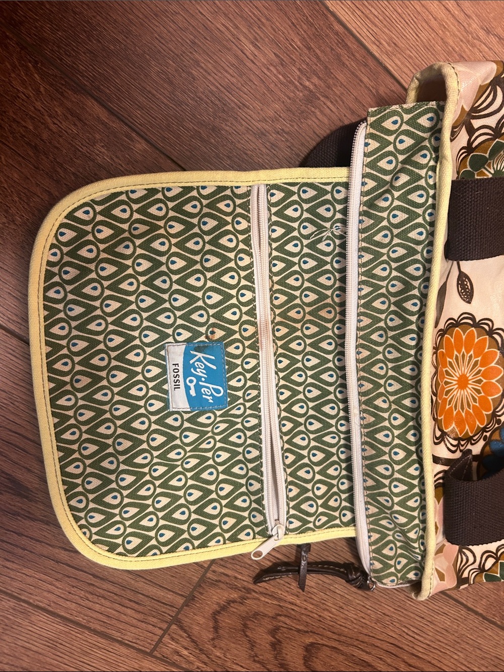 Fossil Cream Tote with Multicolor Floral Medallions - Picture 5 of 8